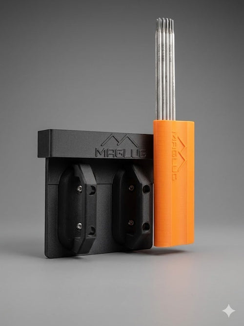 Cold Composites MagLug welding rod pouch with belt clip, orange and black impact-resistant composite