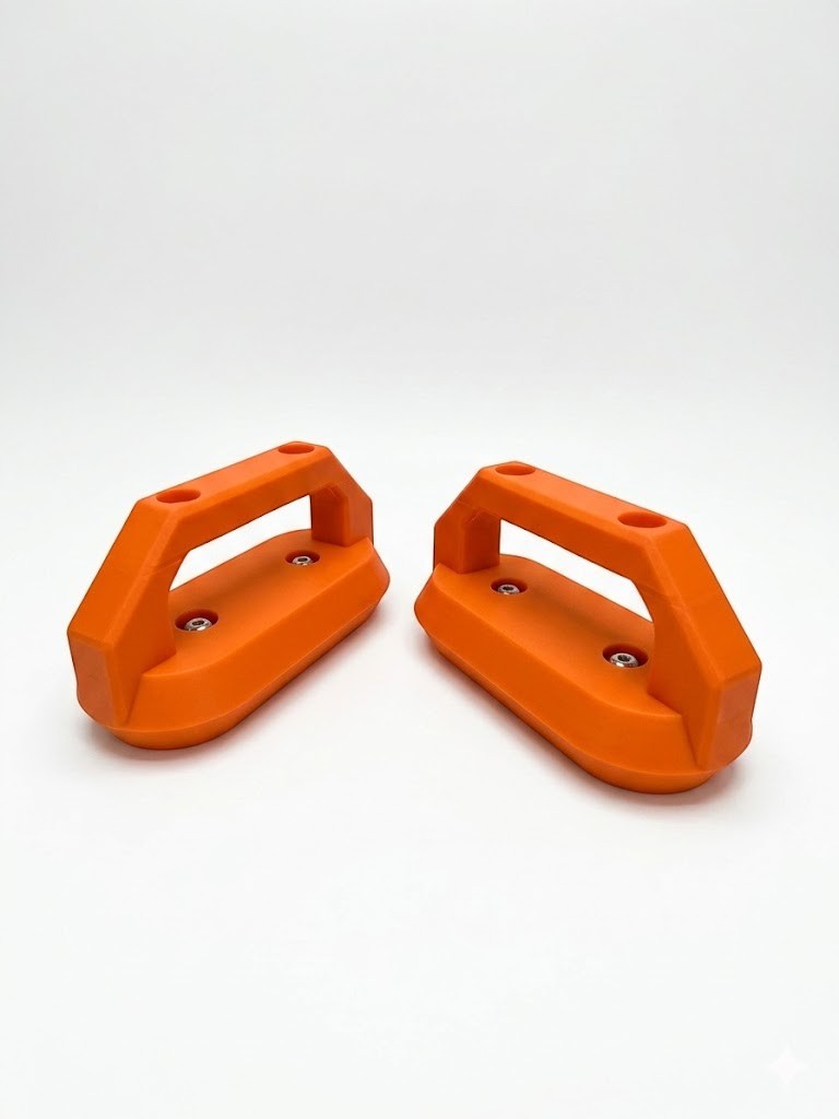 Cold Composites 2x orange MagLug modular magnetic handles with conical base and ergonomic grip, 300 lb capacity
